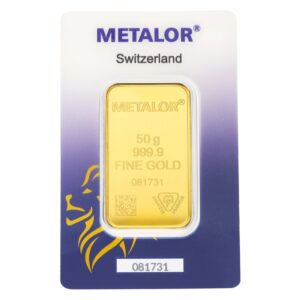 50 Gram Metalor Swiss Gold Bullion Bar